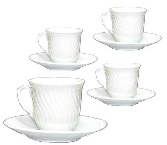 Demitasse 4-Cup Set with Matching Plates